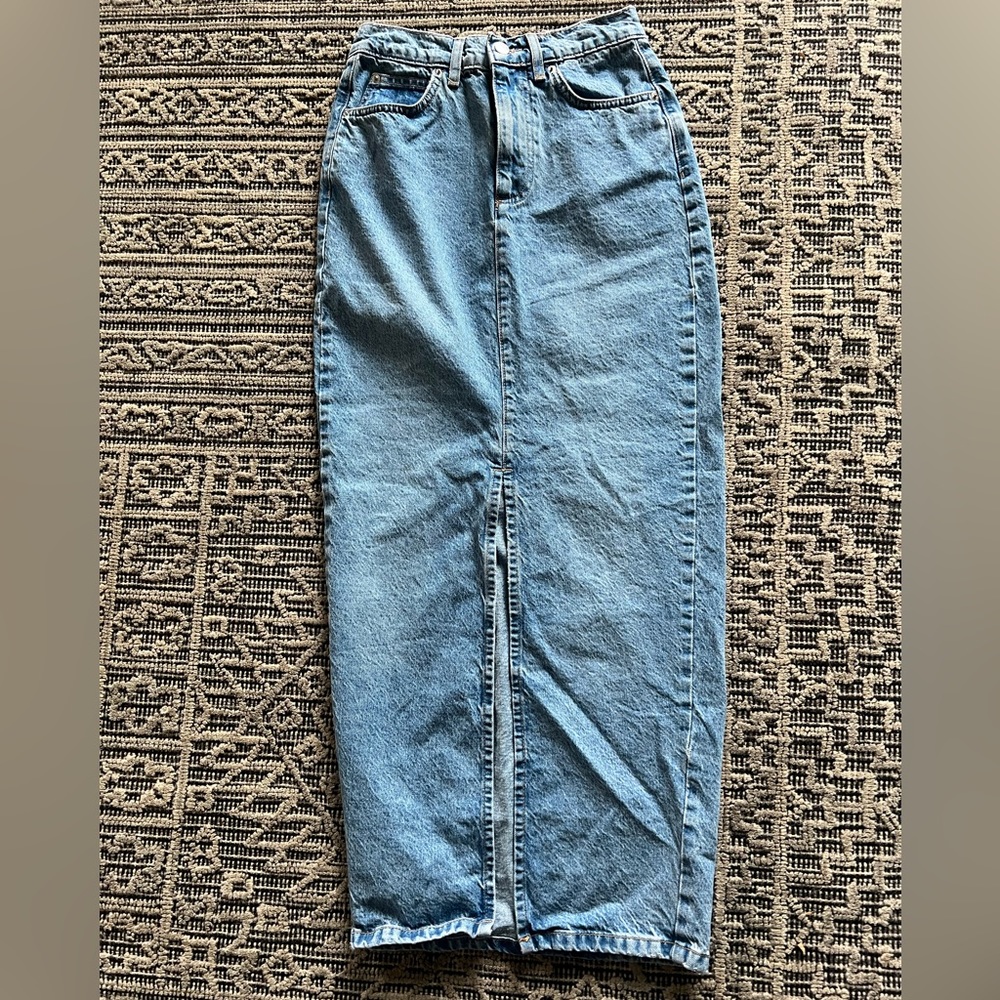 ASOS long denim skirt with slit US4